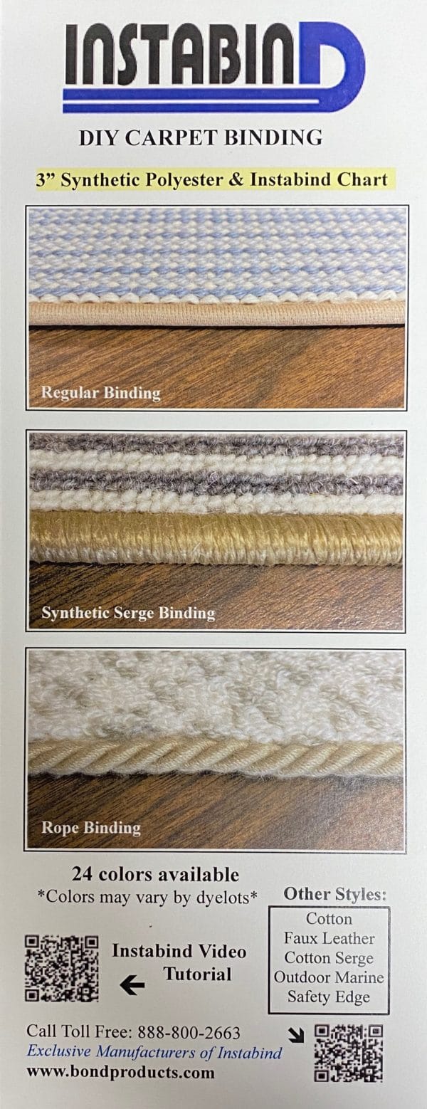  Instabind Synthetic Serge Style Carpet Binding in Color Beige :  Office Products